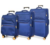 Soft Shell Suitcases Lightweight Expandable 4 Wheels Travel Luggage with TSA Lock Seiarra Blue Full Set of 3 (S+M+L)