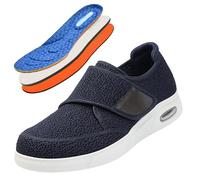 Soft Shoes for Swollen Feet Orthopedic for Men Diabetic for Slip on Walking Disability for Hook & Loop Slippers for Extra Wide Width Adjustable Closure Sneakers Lightweight(Blue,10.5 UK)