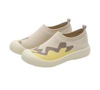 Soft Shoes for Women Patterned Korean Style On Knit Shoes for Women Lightweight Comfortable Flat Breathable Causal Shoes Womens Casual Shoes Size 4 (Yellow, 7)