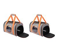 Soft-Sided Cat Carrier Bag Portable Collapsible Double Zipper Ventilation For Car/Vet/Travel For Cats/Dogs up to 22lbs(Large 2pcs)