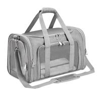 Soft-Sided Cat/Dog/Pet Carrier, Collapsible Pets Travel Carriers for Big Cats/Small Dogs with Shoulder Strap & Removable Mat, Mesh Puppy Carry Bag, Up to 16 Lbs, TSA Airline Approved(Gray)
