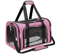 Soft-Sided Cat/Dog/Pet Carrier, Collapsible Pets Travel Carriers for Big Cats/Small Dogs with Shoulder Strap & Removable Mat, Mesh Puppy Carry Bag, Up to 16 Lbs, TSA Airline Approved (Pink)