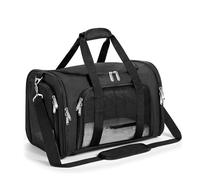 Soft Sided Cat/Pet/Dog Carrier Bag,Portable Foldable Pets Travel Carriers For Cats/Dogs With Shoulder Strap & Removable Mat,Durable Puppy Basket of 16 lbs Airline Approved - Black