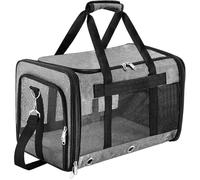 Soft Sided Foldable Cat/Dog/Pet Carrier Bag, Portable Puppy/Pets Travel Carriers For Cats/Dogs With Shoulder Strap & Removable Mat, Durable Cat Basket of 17 lbs Airline Approved - Grey, M