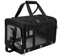 Soft Sided Foldable Cat/Dog/Pet Carrier Bag, Portable Puppy/Pets Travel Carriers For Cats/Dogs With Shoulder Strap & Removable Mat, Durable Cat Basket of 25 lbs - Black, L