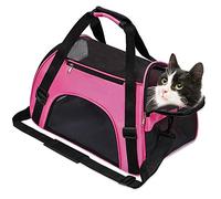 Soft-Sided Foldable Cat/Dog/Pet/Puppy Carrier Bag,Portable Pets Travel Carriers For Cats/Dogs/Pets With Shoulder Strap & Removable Mat,Durable Comfort Cat Basket Airline Approved(Pink,Medium)