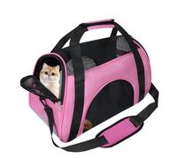 Soft Sided Portable Cat Carrier, Foldable Pet Travel Carriers Bag For Cats/Small Dog/Puppy With Shoulder Strap & Removable Mat,Comfort Cat Basket Airline Approved(Pink/Medium)
