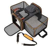 Soft Sided Portable Cat Carrier with Extendable Space & Fleece Bed Foldable Pet Carrier for Cats/Small Dog/Bunnies With Adjustable Shoulder Strap & Removable Mat (Orange)