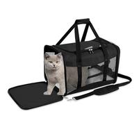 Soft Sided Portable Cat/Dog/Pet Carrier with Shoulder Strap & Removable Mat, Foldable Durable Puppy Travel Carriers Bag for Cats/Dogs/Pets, Up to 17LBS, Airline Approved(Black, M)