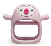 Soft Silicone Baby Teether Toy - BPA-Free Penguin Shape for Infants 3-12 Months - Breastfeeding-Inspired, Pain Relief Chewy Teething Toy for Babies - Easy to Clean, Safe & Travel-Friendly (Pink)
