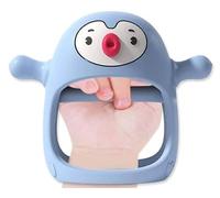 Soft Silicone Baby Teether Toy - BPA-Free Penguin Shape for Infants 3-12 Months - Breastfeeding-Inspired, Pain Relief Chewy Teething Toy for Babies - Easy to Clean, Safe & Travel-Friendly (Blue)