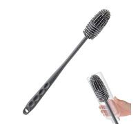 Soft Silicone Bottle Brush - Grey Long Handle, Scratch-Resistant, Narrow Bottle Cleaner, Hygiene | Gentle Head For Thorough Cleaning