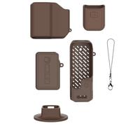 Soft Silicone Case for DJI Pocket 4 Pro Camera Full Protective Cover Shockproof and Drop-proof Cooling Protector Shell Precision Cutout for Charging (4-piece set-brown)