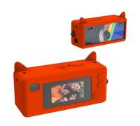 Soft Silicone Case for Kodak CHARMERA Keychain Digital Camera BlindBox, Cute Kitten Shockproof Protective Cover, Precise Cutouts, Easy to Assemble & Disassemble, Scratch & Drop Protection (Red)