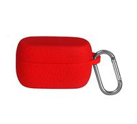 Soft Silicone Case with Keychain Shockproof Protective Cover Skin for Jabra Elite Active 75t Wireless Headphones, Red