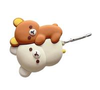 Soft Silicone Earbuds Case with Keychain for Apple AirPod 1 2 3 4 Pro Brown Beige Teddy Bears 3D Cartoon Japanese Japan Animal Super Cute Lovely Adorable Fun Kids Girls (for AirPods 1st / 2nd)