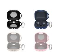 Soft Silicone Earphone Cover for Shokz OpenFit Air T511 Protective Case Anti-Scratch Shockproof Earbuds Case Shell Solid Color Headphone Storage Case with Carabiner Accessory (Pink)