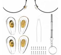 Soft Silicone Eyeglass Nose Pads, 6 Pairs Screw-in Eyeglass Nose Pads Metal Core Air Chamber Glasses Nose Pads lasses Nose Pads Replacement Kit with Micro Screw and Screwdriver (Gold)