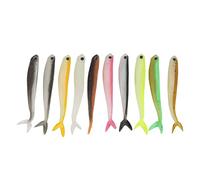 Soft Silicone Fishing Lures 10 Pack with Dual Color Design | Lifelike stroke silicone fishing bait for slow speed wobble action and bottom dwelling fish attraction