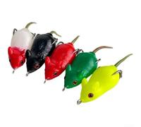 Soft Silicone Frog Swimbaits with 3D Eyes, Bells Sound and Rotating Reflective Sequins, Topwater Mouse Bait for Bass Fishing in Lush Water Bodies (6.5cm/11g)