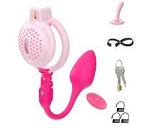 Soft Silicone Head Chastity Cage with Vibrator - Breathable Penis Cage with Adjustable Chastity Belt & 6-Size Rings, Lightweight Chastity Device Sex Toys for Men