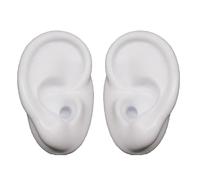 Soft Silicone Human Ear Model - 1 Pair Realistic Practice Mannequin for Suture and Jewelry Display(White)