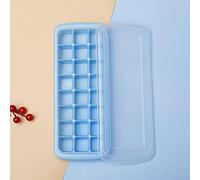 Soft Silicone Ice For cube Tray with Leak Proof PP Lid, 24 or 36 Ice Compartments, Flexible Bottom for Simple Ice Removal, Designed to Prevent Spills and Mixed Flavors (Blue 24 Cubes)