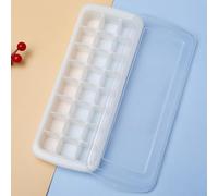 Soft Silicone Ice For cube Tray with Leak Proof PP Lid, 24 or 36 Ice Compartments, Flexible Bottom for Simple Ice Removal, Designed to Prevent Spills and Mixed Flavors (White 24 Cubes)