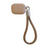 Soft Silicone Light Brown Headphone Cover with Lanyard Case for AirPods 4