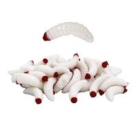 Soft Silicone Maggot Worm for Fishing, 50PCS x 2cm Soft Artificial Fishing Lures Swimbait, Bread Worm Bait for Trout Barbel Freshwater Saltwater