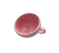 Soft Silicone Makeup Brush Cleaner Folding Powder Puff Cleaning Bowl Eyeshadow Pad Beauty Tools Portable Washing(Pink)