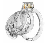 Soft Silicone Male Chastity Device Penis Cage Lock Imitating Female Vagina with 6 Cock Ring Catheter Man Sex Toys Adult Product (Clear, S)