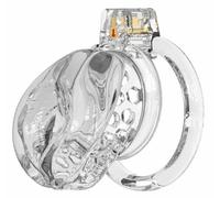 Soft Silicone Male Chastity Device Penis Cage Lock Imitating Female Vagina with 6 Cock Ring Catheter Man Sex Toys Adult Product (Clear, M)