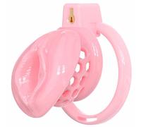 Soft Silicone Male Chastity Device Penis Cage Lock Imitating Female Vagina with 6 Cock Ring Catheter Man Sex Toys Adult Product (Pink, S)