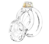Soft Silicone Male Chastity Devices Penis Cage Bondage Cock Cage with 6 Size Rings Catheter Adult Sex Toys (Clear, C12-M)