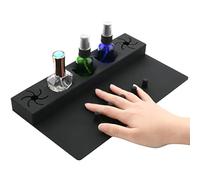 Soft Silicone Nail Polish Bottle Holder & Hand Rest Mat - 5 Slot Nail Station Organizer for Salon & Home DIY Manicure, Anti-Spill Polish Storage Pad with Finger Grips, Essential Nail Art Tool (Black)