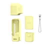 Soft Silicone Protective Case for DJI OSMO Pocket 4 Full Body Cover Anti-Scratch Shock-Absorbing Drop-Resistant Dustproof Skin-Friendly Sleeve Shell with Screen Cover and Short Handle Case (Yellow)