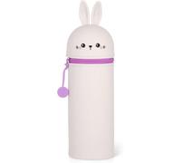 Soft Silicone Rabbit Pencil Case,Kawaii Pen Bag 2 in 1 Silicone Pouches Big Capacity Pencil Case and Desk Pen Holder with Zipper | Cute Animal Pencils Cases Retractable for Stationery Storage (Bunny)
