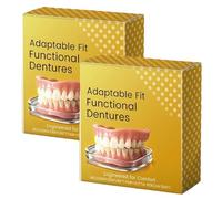 Soft Silicone Reline Denture Set, Adjustable Full Fake Teeth Veneers, Temporary Cosmetic Dentures to Fix Gaps & Uneven Teeth (2 Pcs)