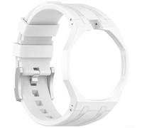 Soft Silicone Replacement Wristband Compatible With For Swatch X And Ap Royal Watch, Adjustable Comfortable Strap For Daily Wear, White Color(White)