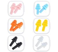 Soft Silicone Reusable Ear Plugs for Sleeping Noise Cancelling and Swimming, 12 Pairs Multicoloured Kids Adults 6 Colors