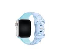 Soft Silicone Sports Strap Compatible with Apple Watch Ultra 3/2/1 SE Series 11/10/9/8/7/6/5/4/3/2/1, Engraved Floral Pattern for 38/40/41/42/44/45/46/49 mm, 44mm/45mm/46mm/49mm, Titanium, Agate