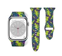 Soft Silicone Strap Compatible with Apple Watch Band 38mm 40mm 42mm 44mm,Neon Purple And Green Camo Replacement Sport Band for iWatch Series