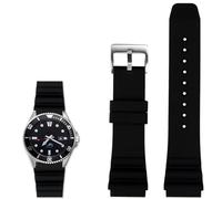 Soft Silicone Strap Compatible with Casio MDV106-1AV/MTP-VD01 Straps,22 mm Watch Band for Men's Casio MDV-106 Series Replacement (black silicone strap)