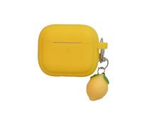 Soft Silicone Yellow Skin Case for AirPods 4, Shock-Absorbing Headphone Case Cover with Pendant Accessories