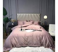 Soft Silky Satin Bedding Set Luxury Duvet Covers Bed Quilt Cover Flat Sheet Star Hotel Quality (Color Grey Size : Double) (Pink Full)