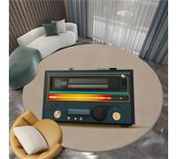 Soft Simple Recorder Retro Rug, Machine Washine Bedside Flannel Floor Tan Carpet - Short Pile Non Slip 120 cm Round Rugs for Living Room Bedroom