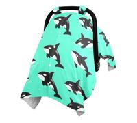 Soft Skin Friendly Baby Car Seat Cover Converts to Play Mat Nursing | Breathable Minky Baby Blanket Nursing Privacy Use Orca Whale Pattern Animal
