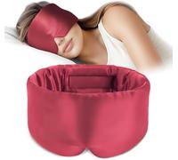 Soft Sleep Mask, Blackout Eye Mask for Side Sleepers, Women Men Sleeping Mask, Anti-Wrinkle & Softer Than Real Mulberry Silk Eye Cover, Satin Blindfold with Adjustable Band Red