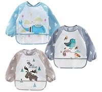 Soft Sleeve Bib Boys 3PCS Cartoon for Girls Sleeved Long Baby Bibs Baby Care Baby Dedication Bibs